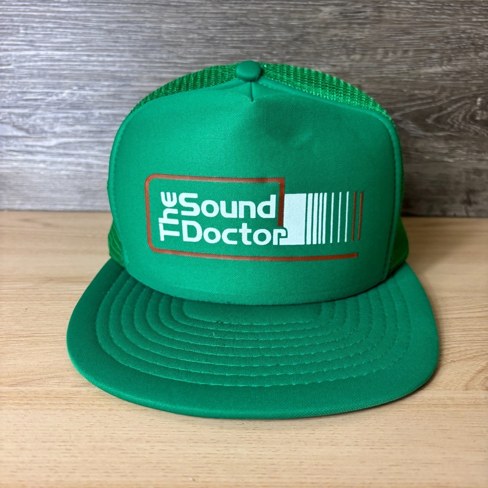 Vintage Sound Doctor Hat Cap Snap Back Green Trucker Adjustable